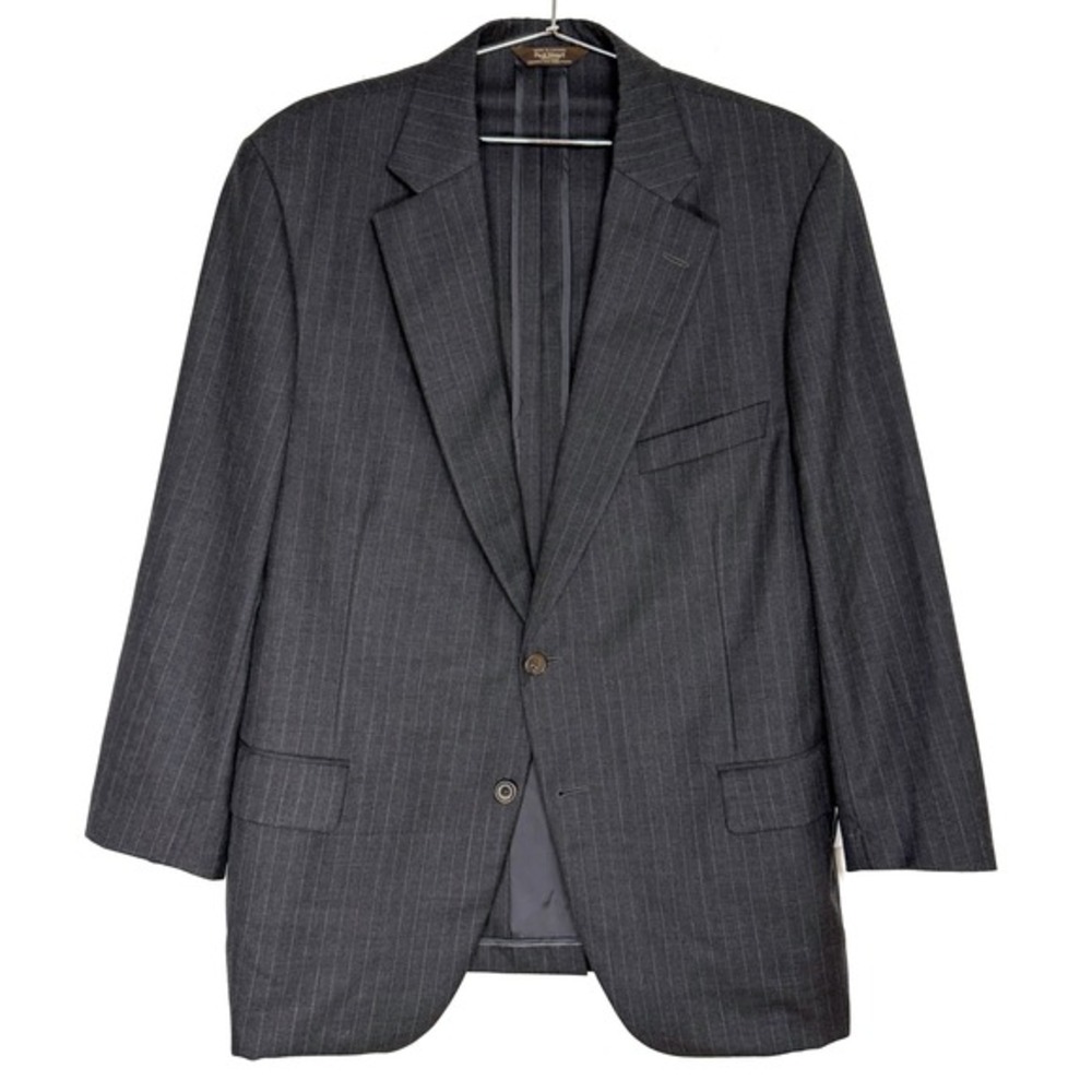 Paul Stuart‎ Wool Pinstripe Blazer Mens 46-40 Regular Gray Made in Canada